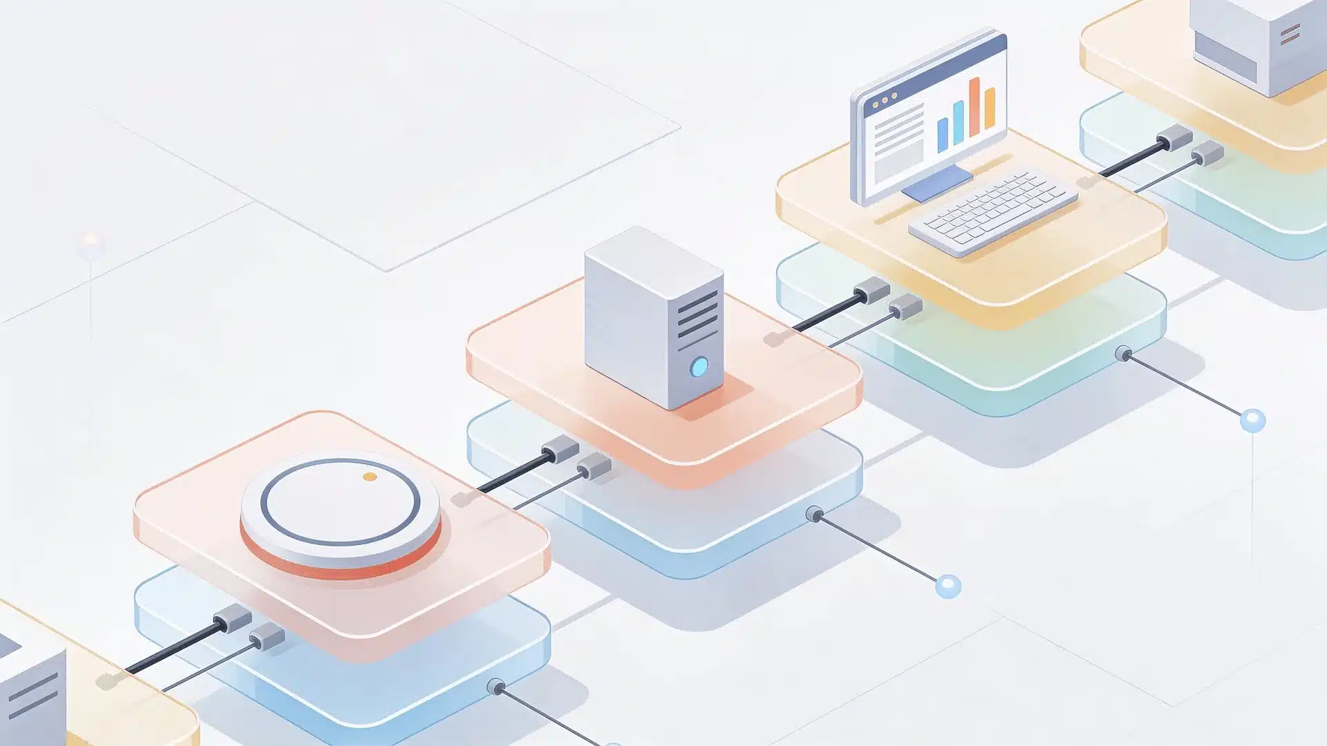 Abstract layered digital workflow illustrating system control levels in AI models