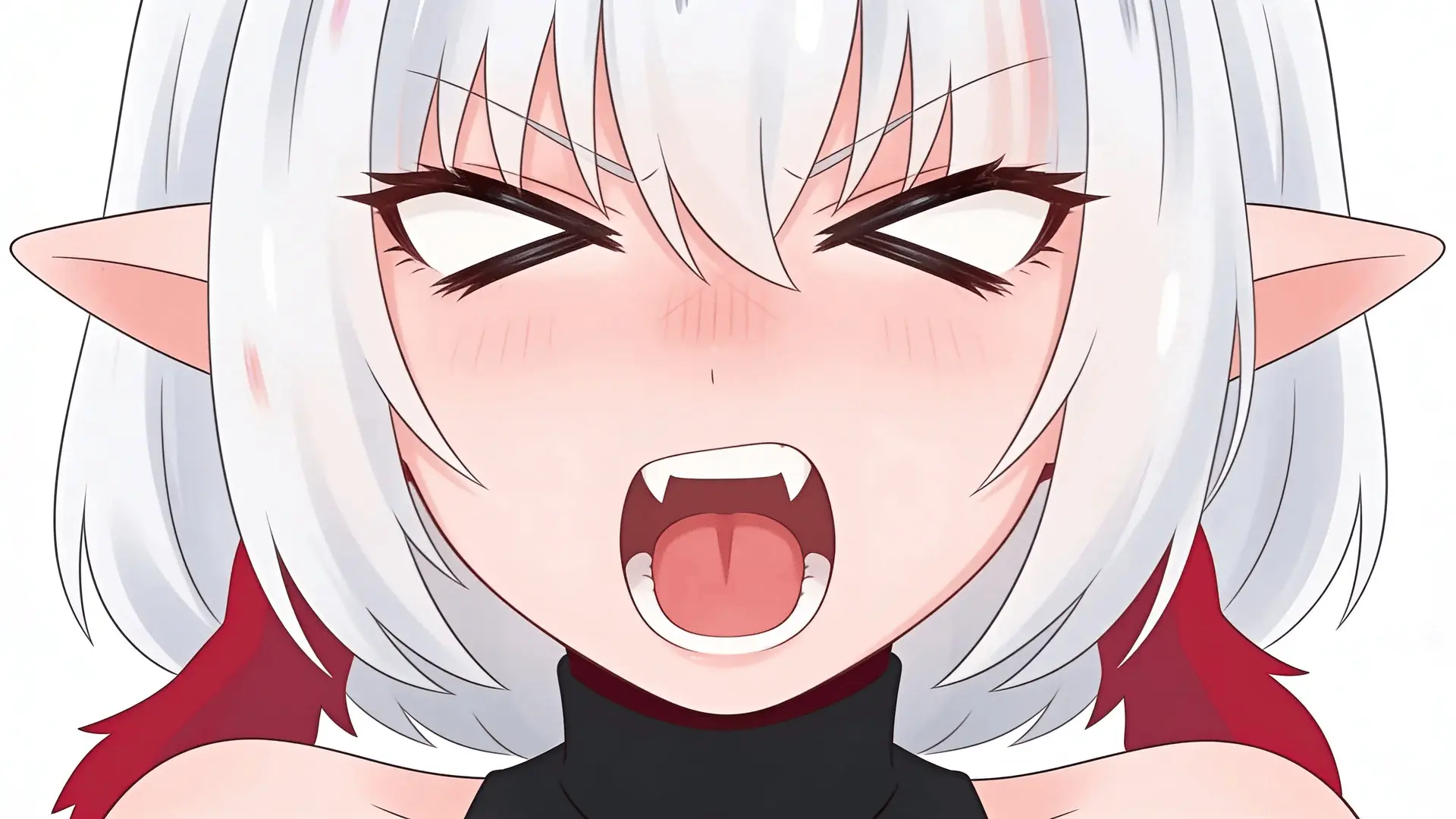 Close-up anime face with exaggerated eyes and open mouth expression