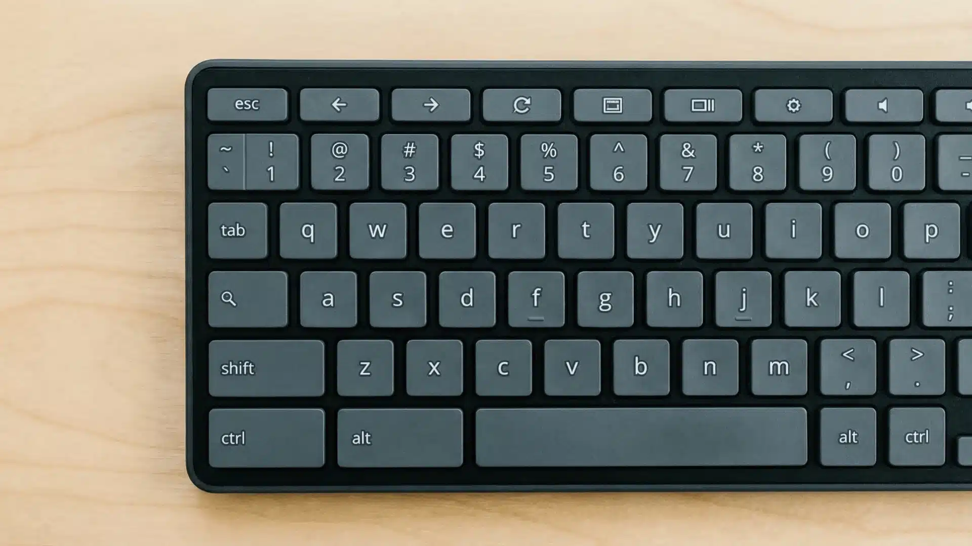 Close-up of Chromebook keyboard showing Ctrl, Shift, and Refresh keys