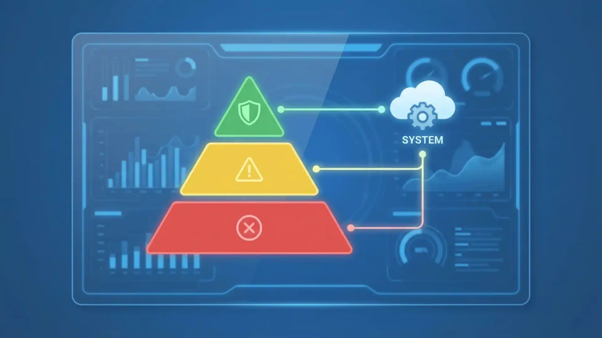 Diagram with three levels connected to a software system