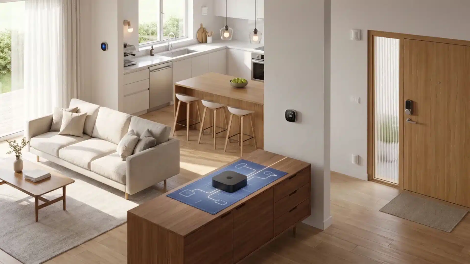 Apple smart home system with locally connected devices through a home hub