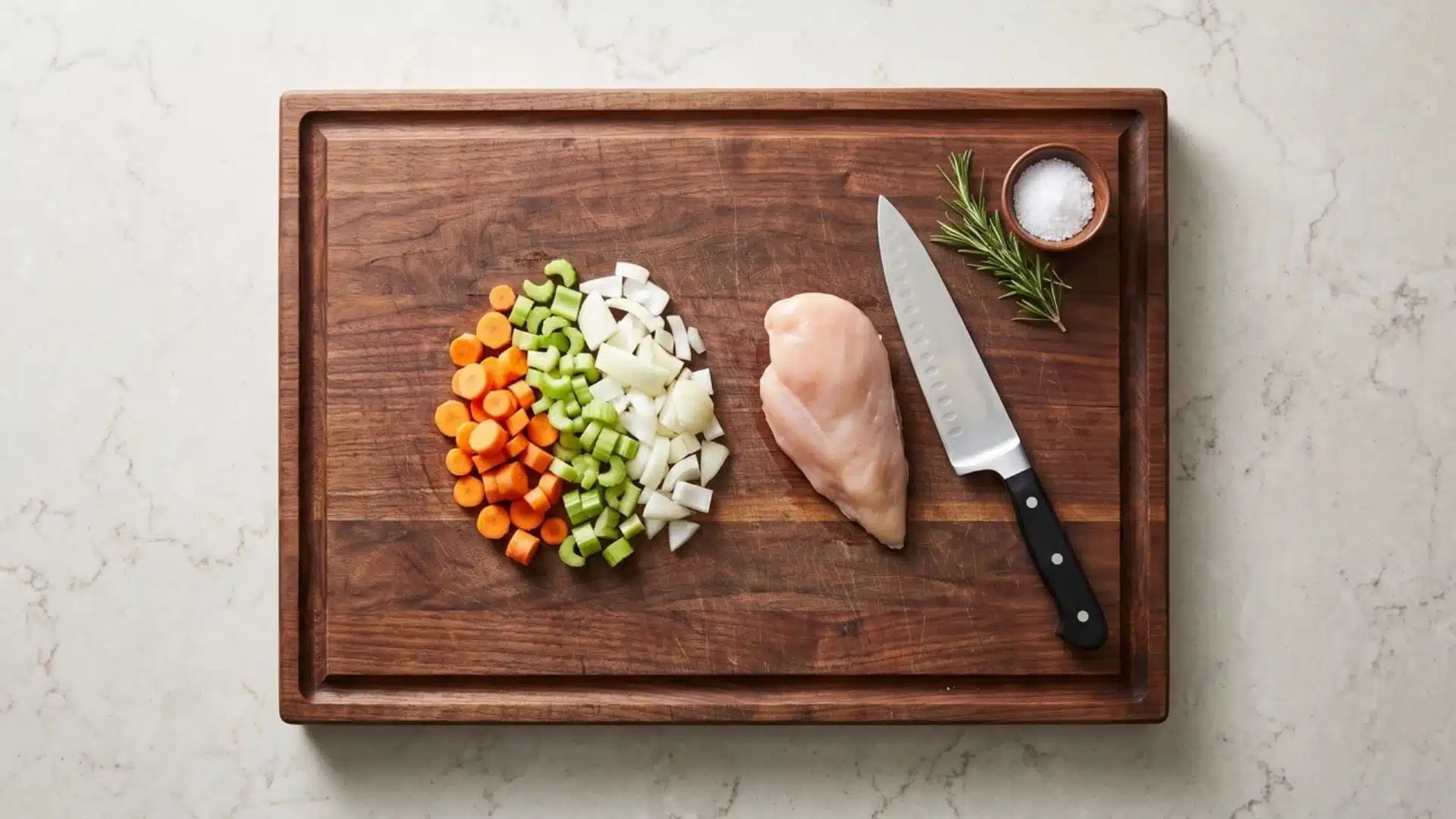 wooden cutting board used for food preparation