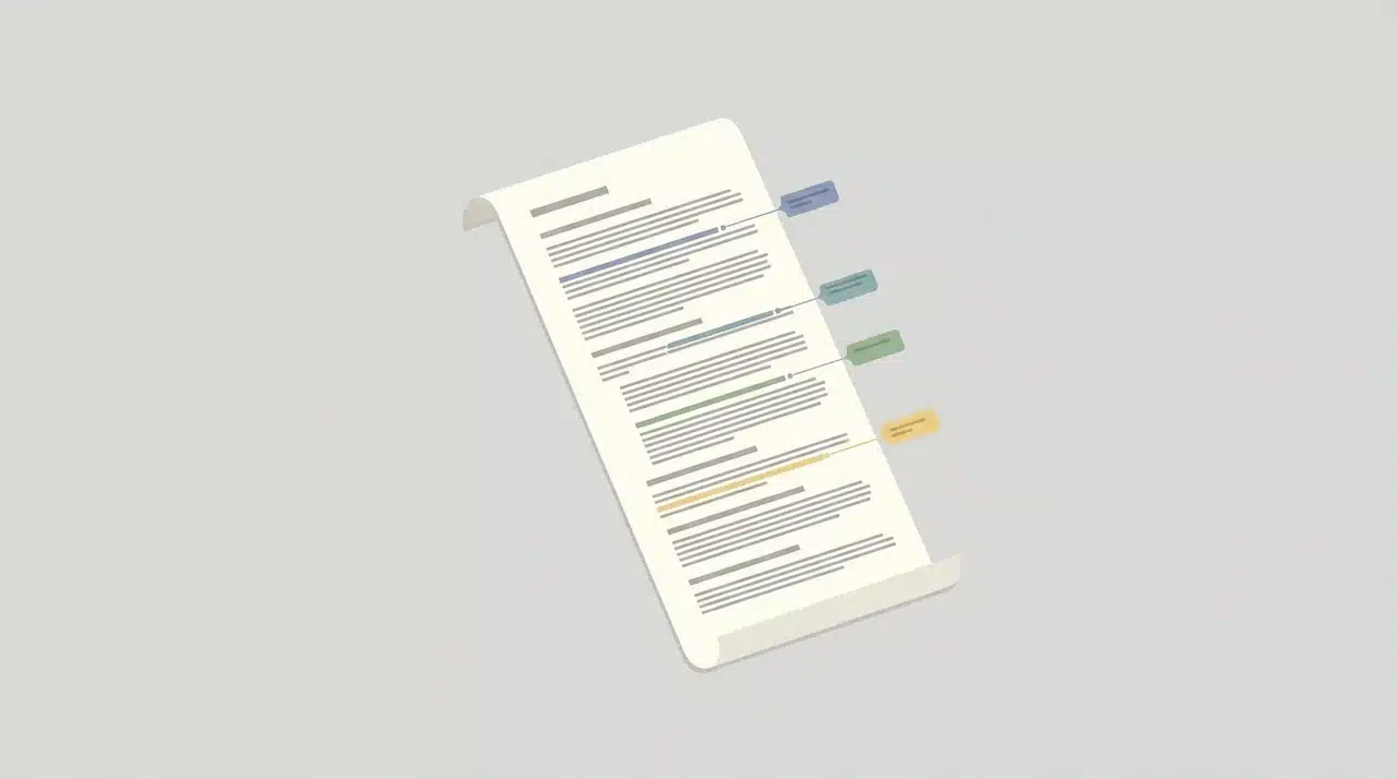 Long document with multiple comment bubbles visible in the right margin.