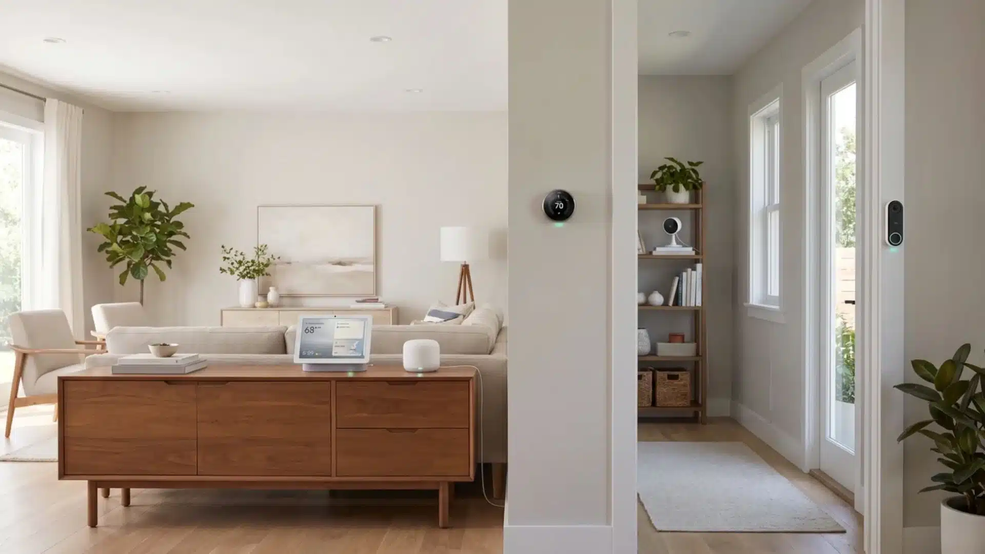 Google Nest devices connected in a smart home system