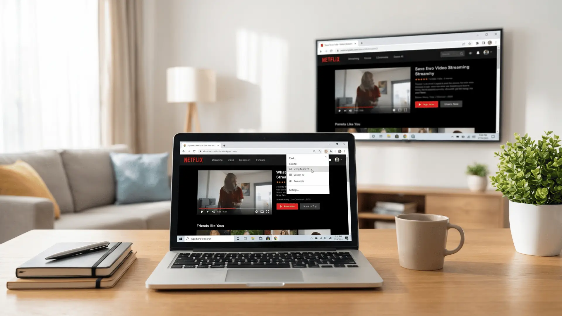 Laptop casting browser tab to TV using Google Chrome