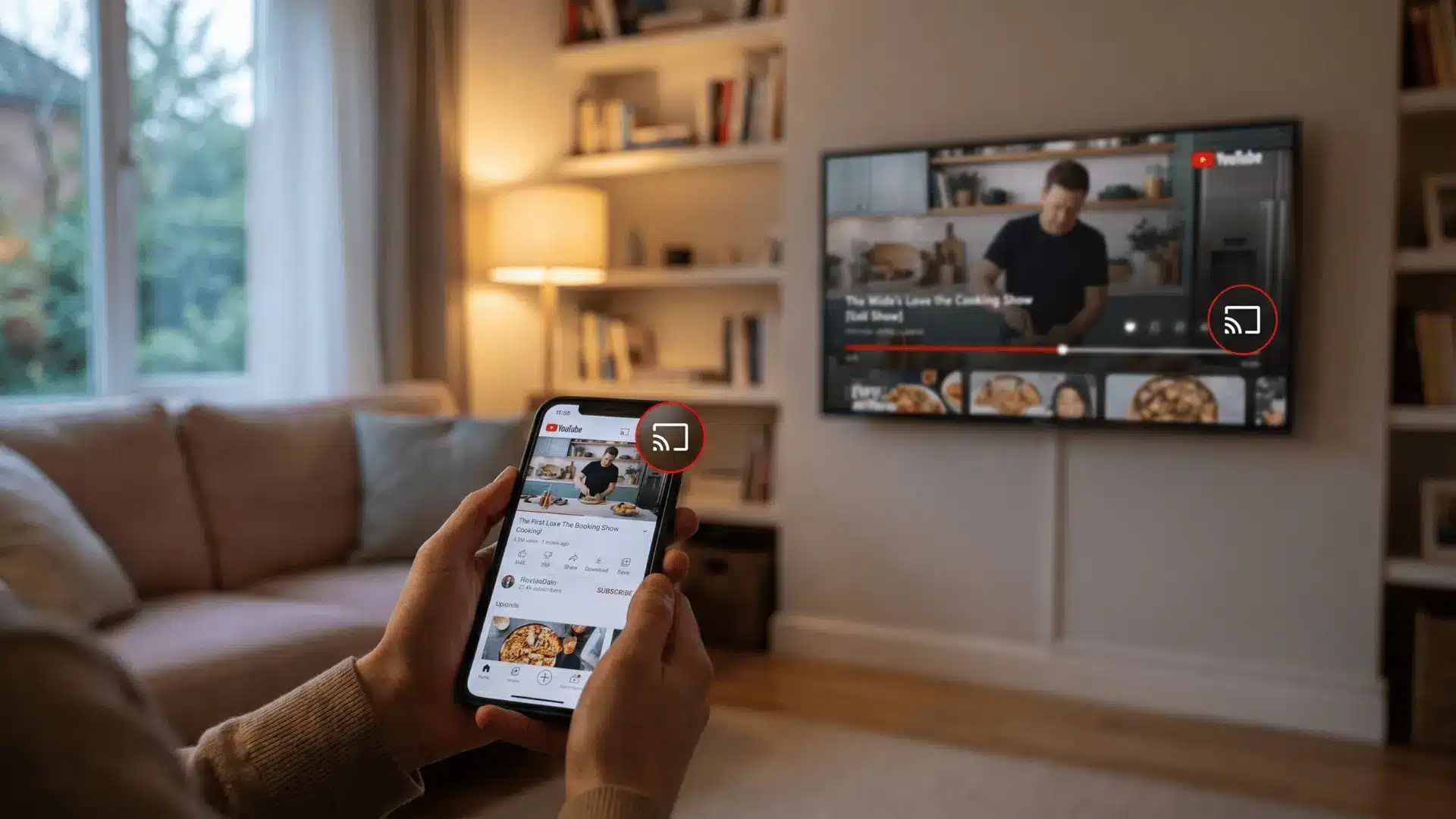 Phone casting video to TV using Cast icon
