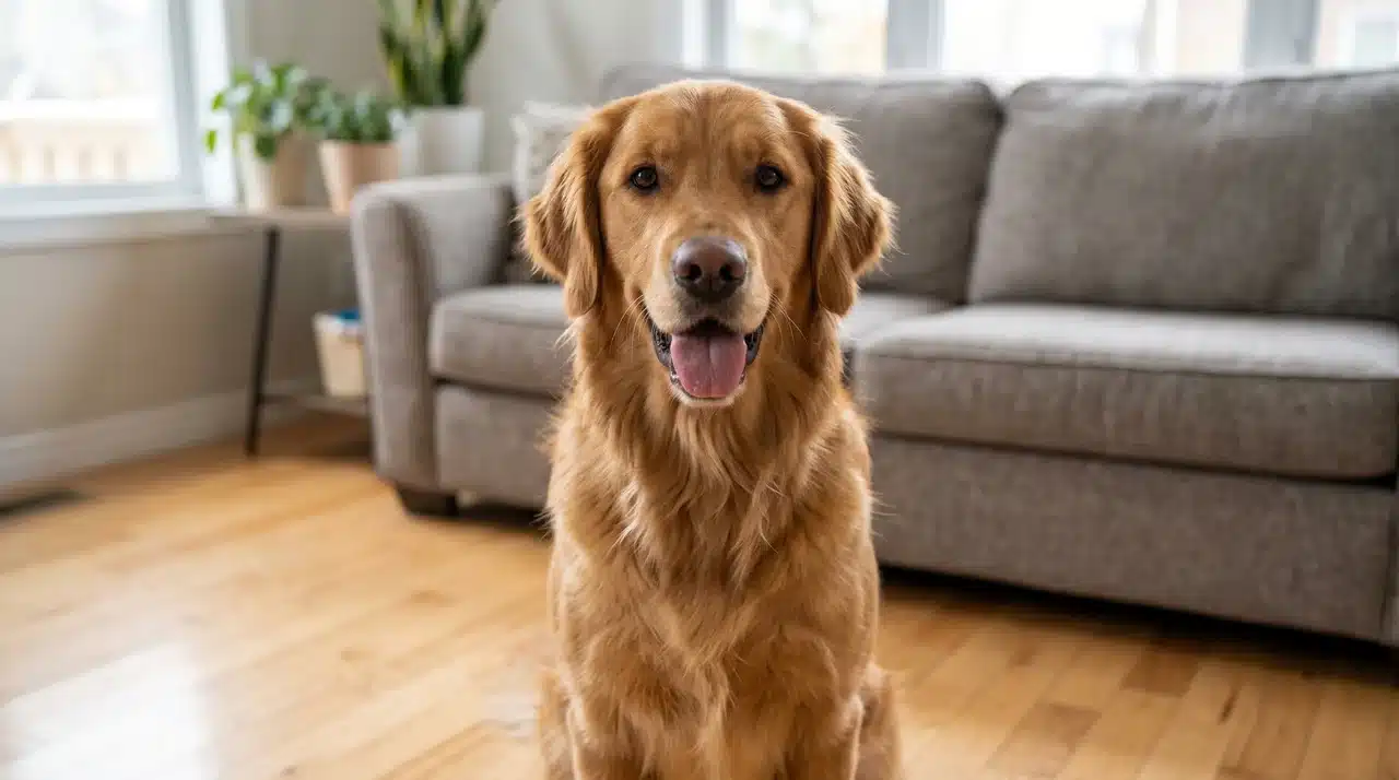 frontal dog photo on plain background with proper lighting for AI portrait