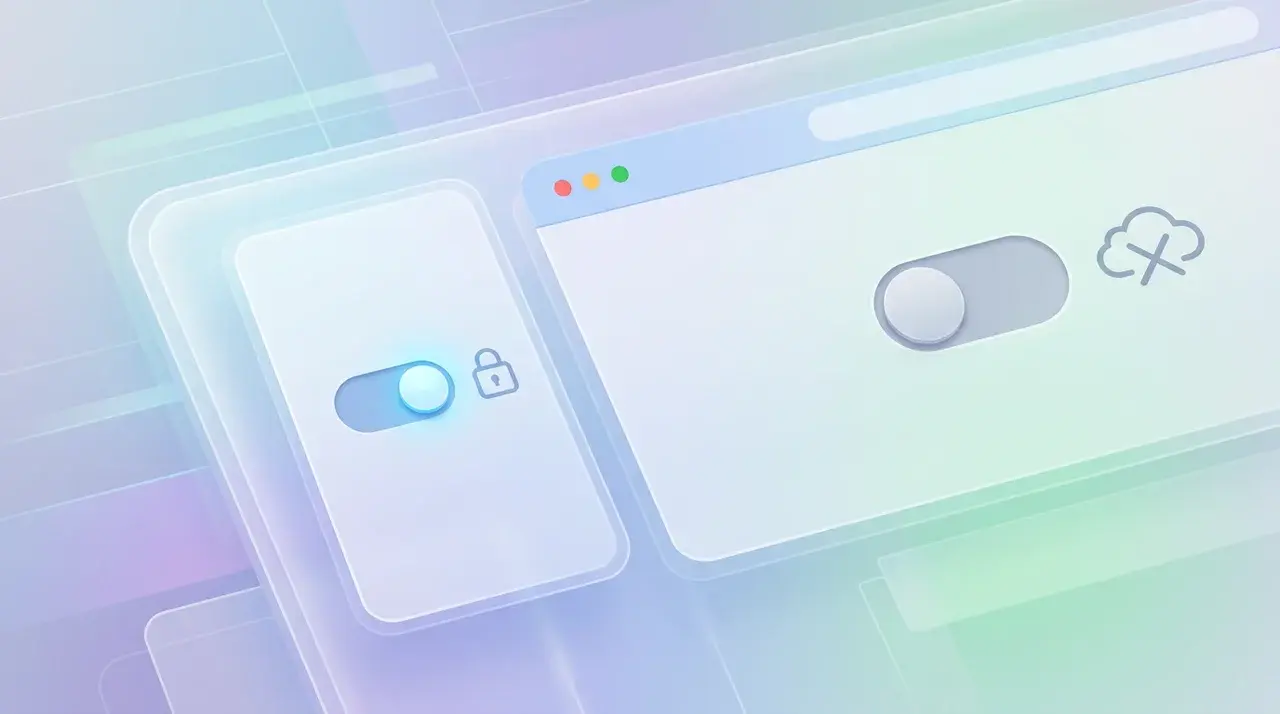 Illustration of a digital toggle for AI data collection settings on web and mobile