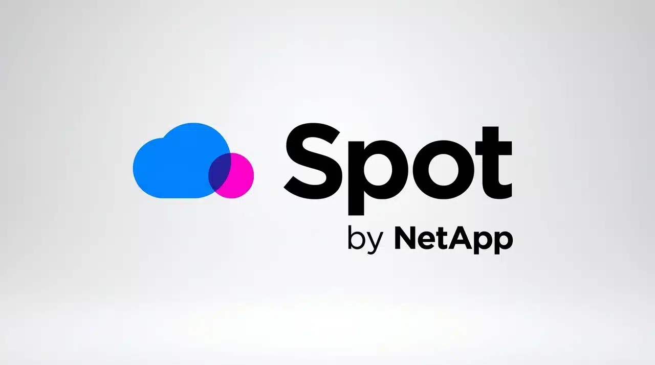 Spot by NetApp logo featuring a blue cloud icon overlapping with a magenta circle alongside the Spot wordmark in bold black text with