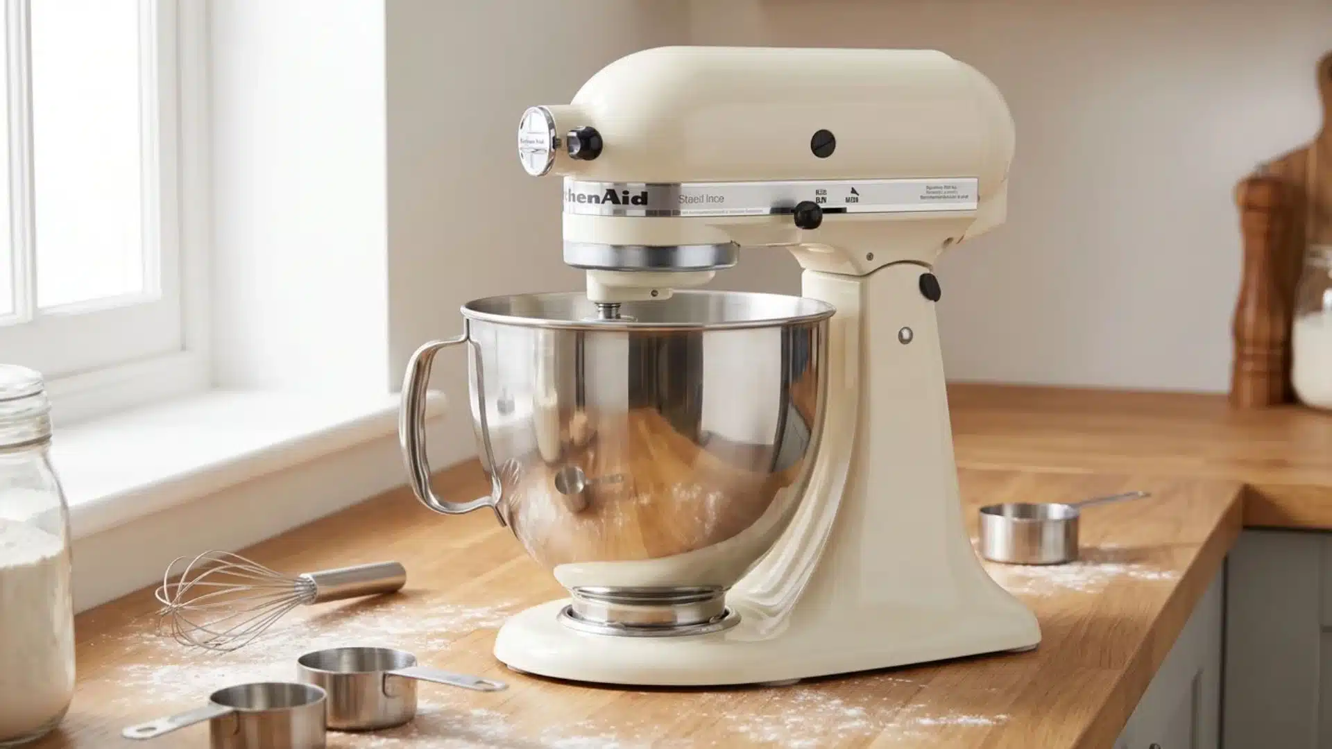 stand mixer with bowl on kitchen counter