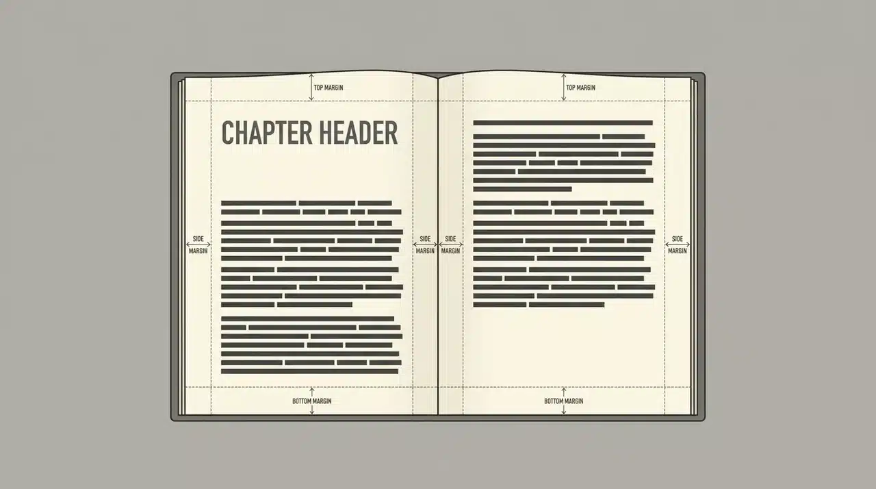 Book page layout showing chapter header, justified text blocks, and margin spacing structure.
