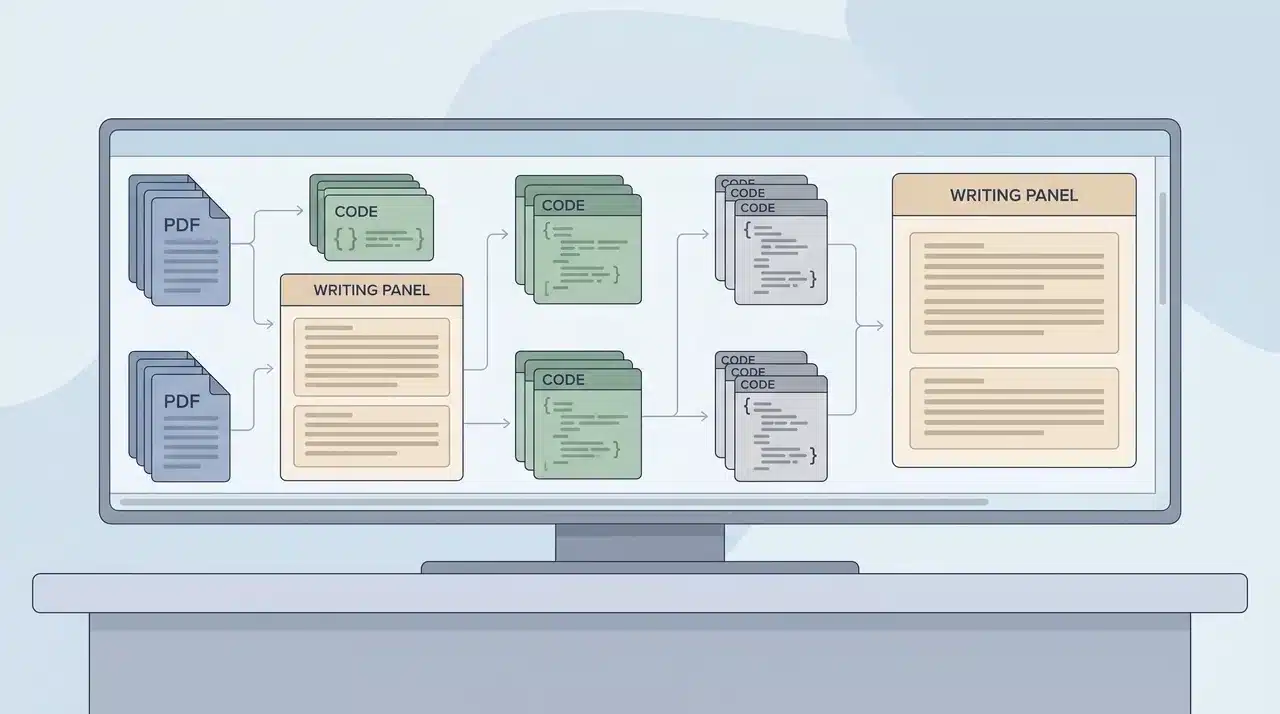 Large document and code archive connected in a single AI analysis workspace