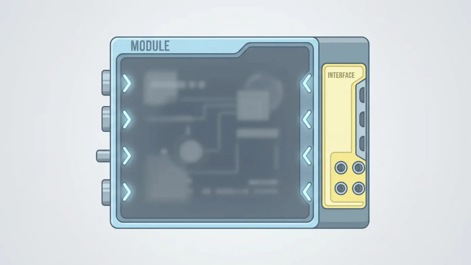 Software module with visible interface and hidden internal implementation
