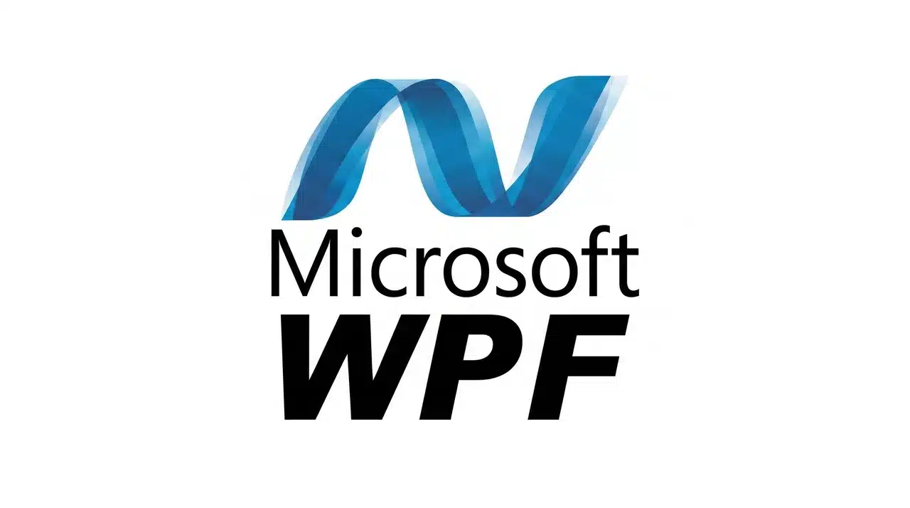 Microsoft WPF logo with the .NET symbol above it on a white background
