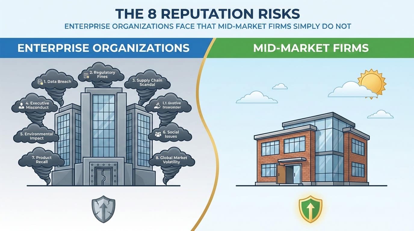 The 8 Reputation Risks Enterprise Organizations Face That Mid-Market Firms Simply Do Not