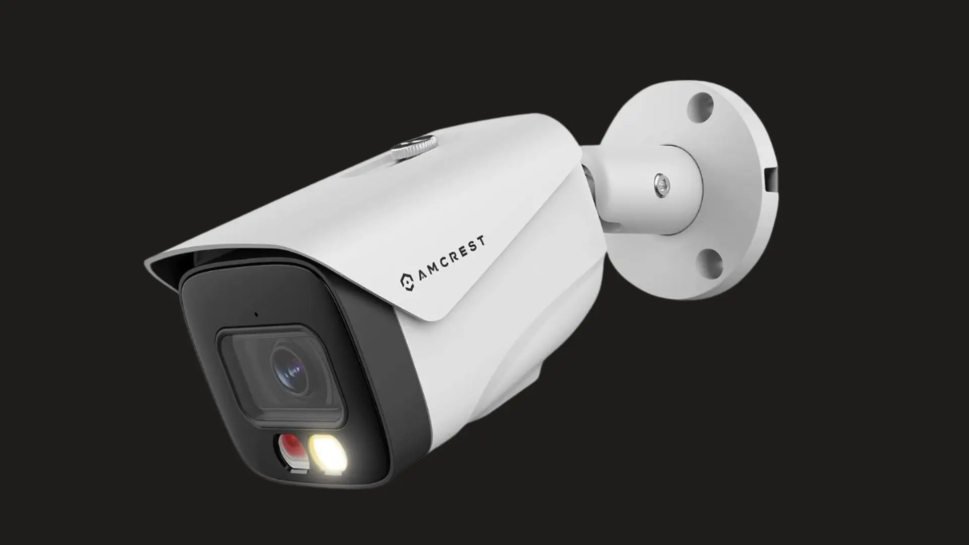 Amcrest IP8M-2496EW 4K outdoor security camera with wide-angle lens for home surveillance.