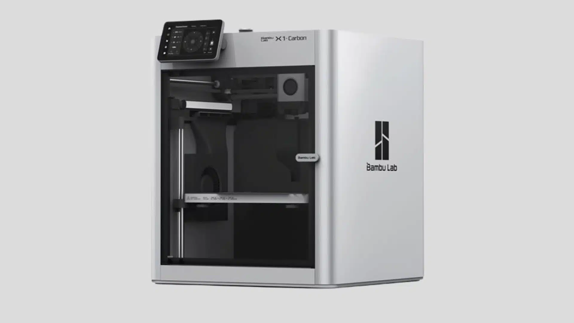 Bambu Lab X1-Carbon enclosed 3D printer with touchscreen and internal print chamber