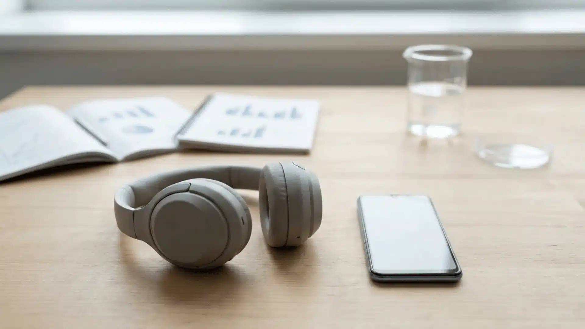Wireless headphones and smartphone in a research-focused setting
