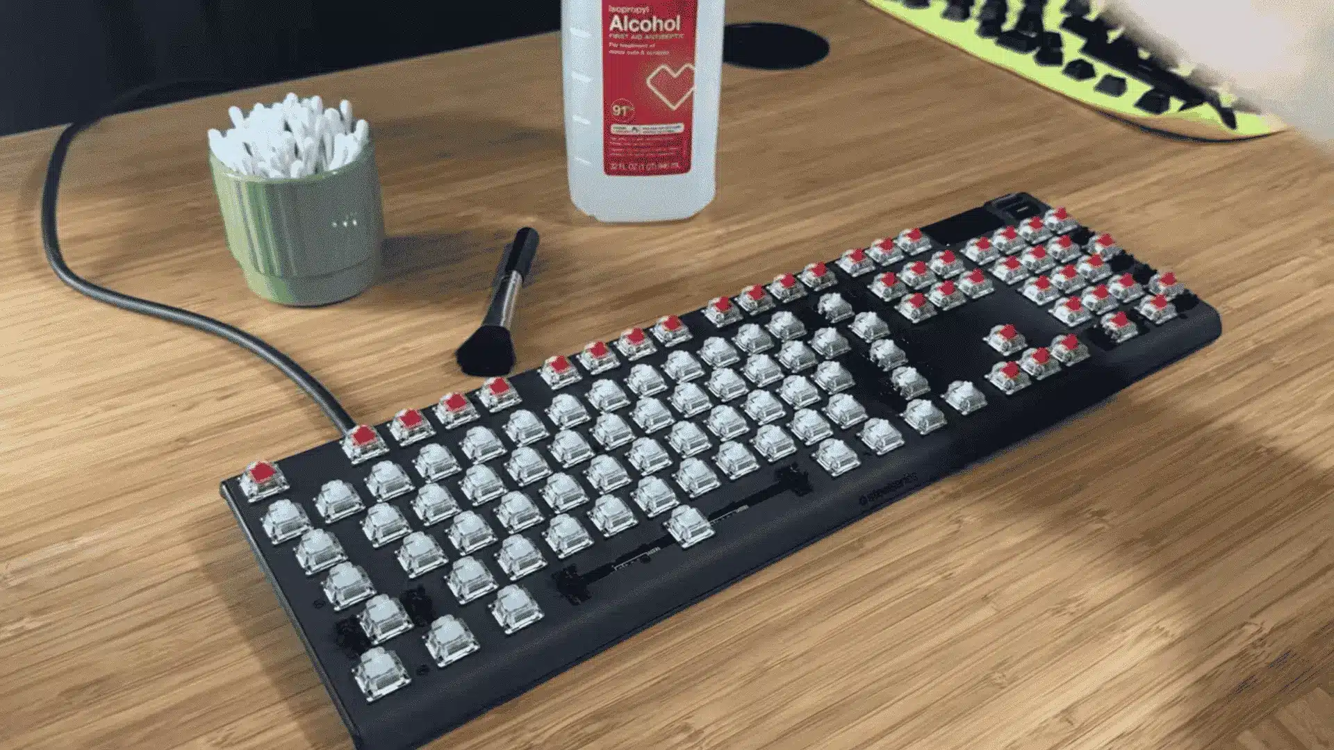 clean the keyboard base and switch area