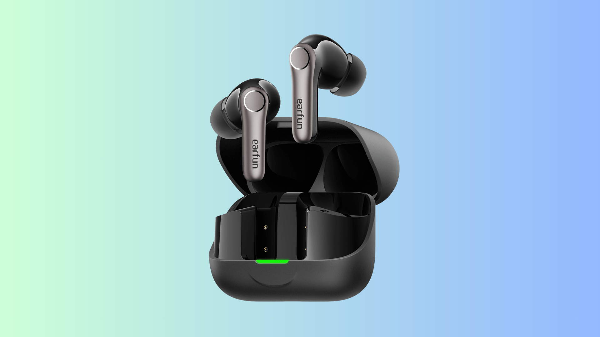 EarFun Air Pro 4 Plus earbuds above an open charging case.
