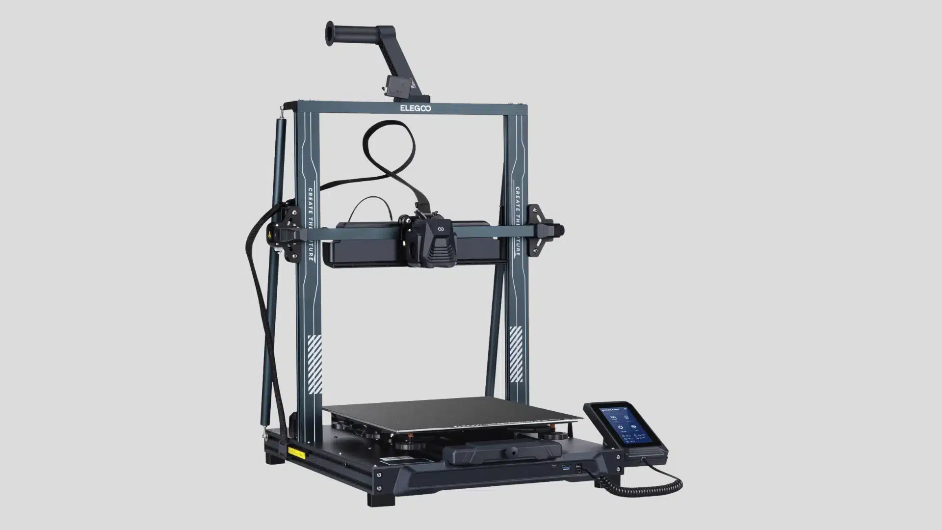 Elegoo Neptune 4 Max 3D printer with large print bed, direct-drive extruder, and touchscreen controller