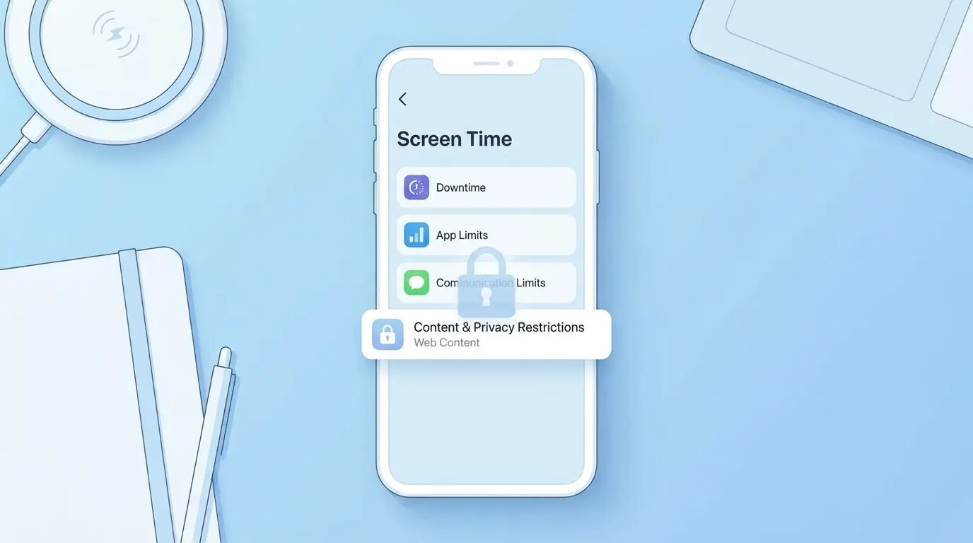 iPhone Screen Time menu showing Content & Privacy Restrictions option