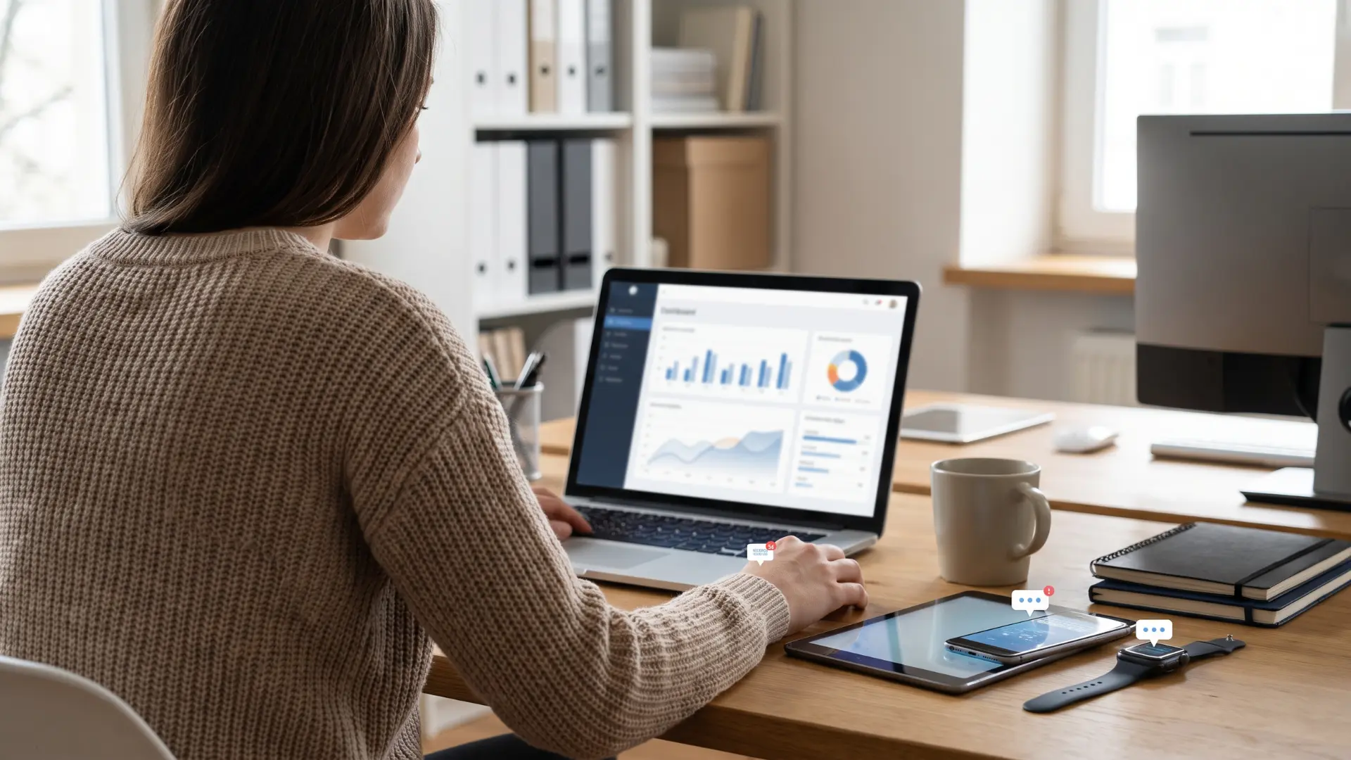 Business owner managing automated sales leads and customer opportunities.