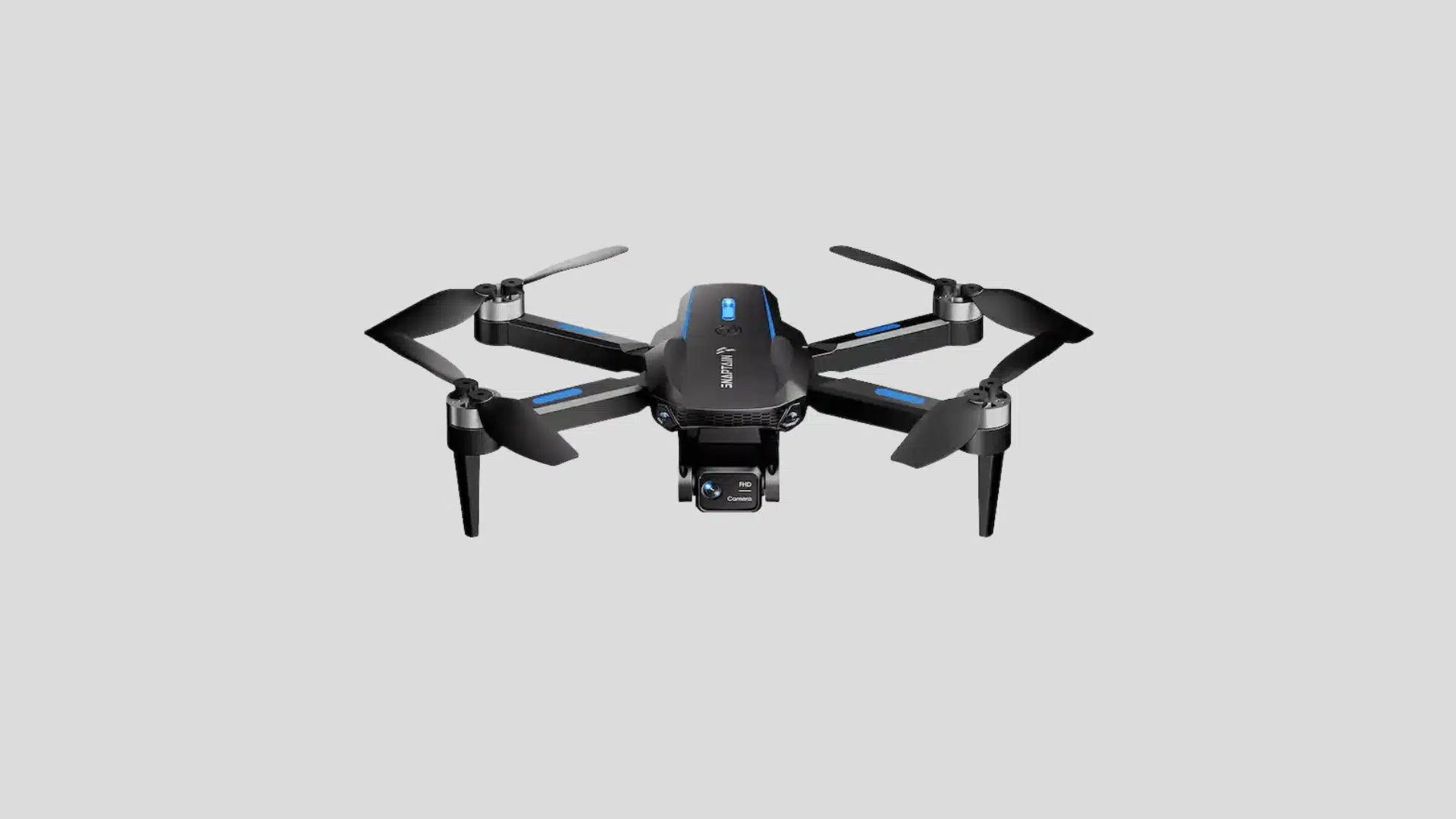 Snaptain S5C Elite black camera drone with four propellers, foldable arms, and front-mounted camera
