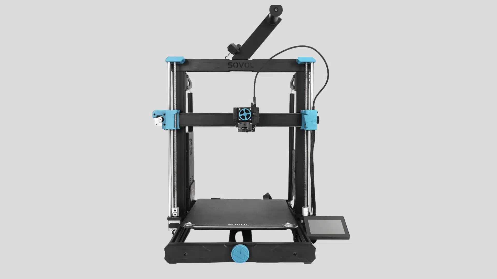 Sovol SV06 Plus open-frame 3D printer with direct-drive extruder, print bed, and touchscreen