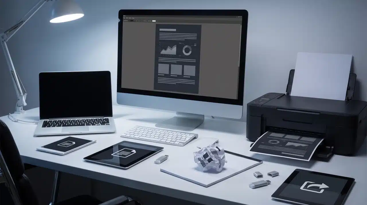 Dark document setup showing printing and sharing issues with page colors