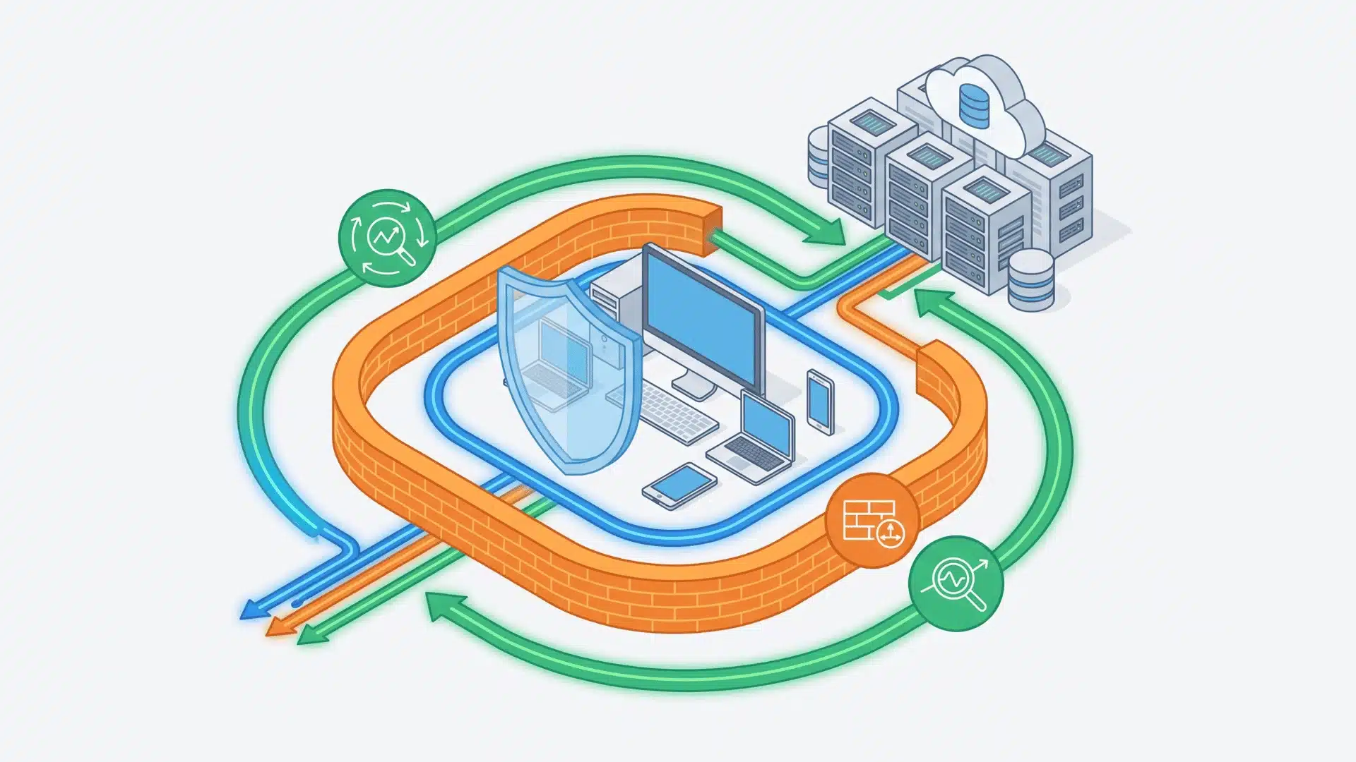 Multiple cybersecurity layers protecting devices and networks