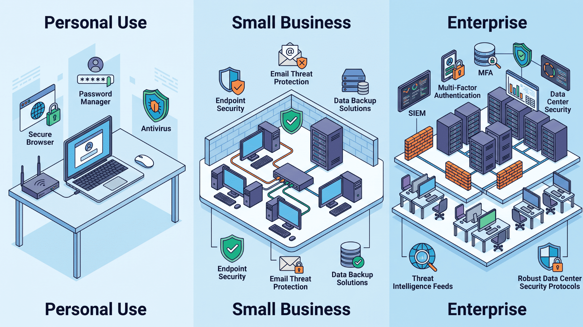 Cybersecurity setups for personal business and enterprise use