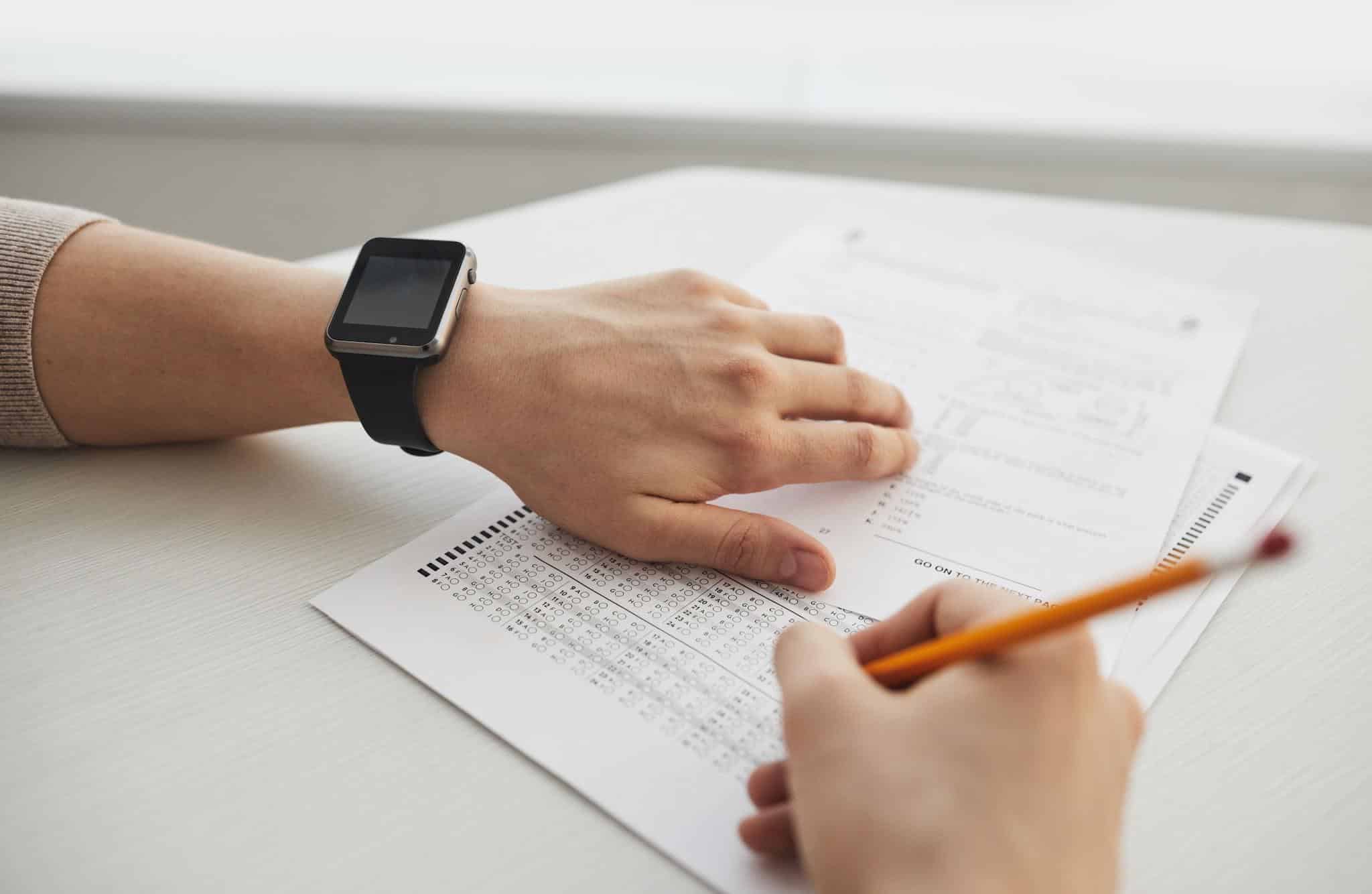 Student completing a multiple-choice exam.
