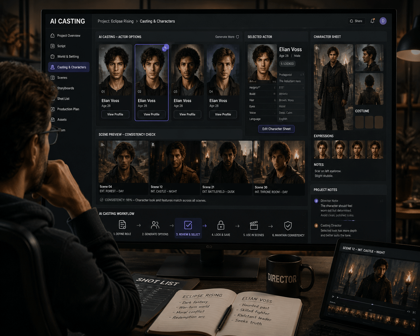 Discover how casting works in modern AI filmmaking, from creating consistent characters and voices to building complete cinematic workflows with AI agents.